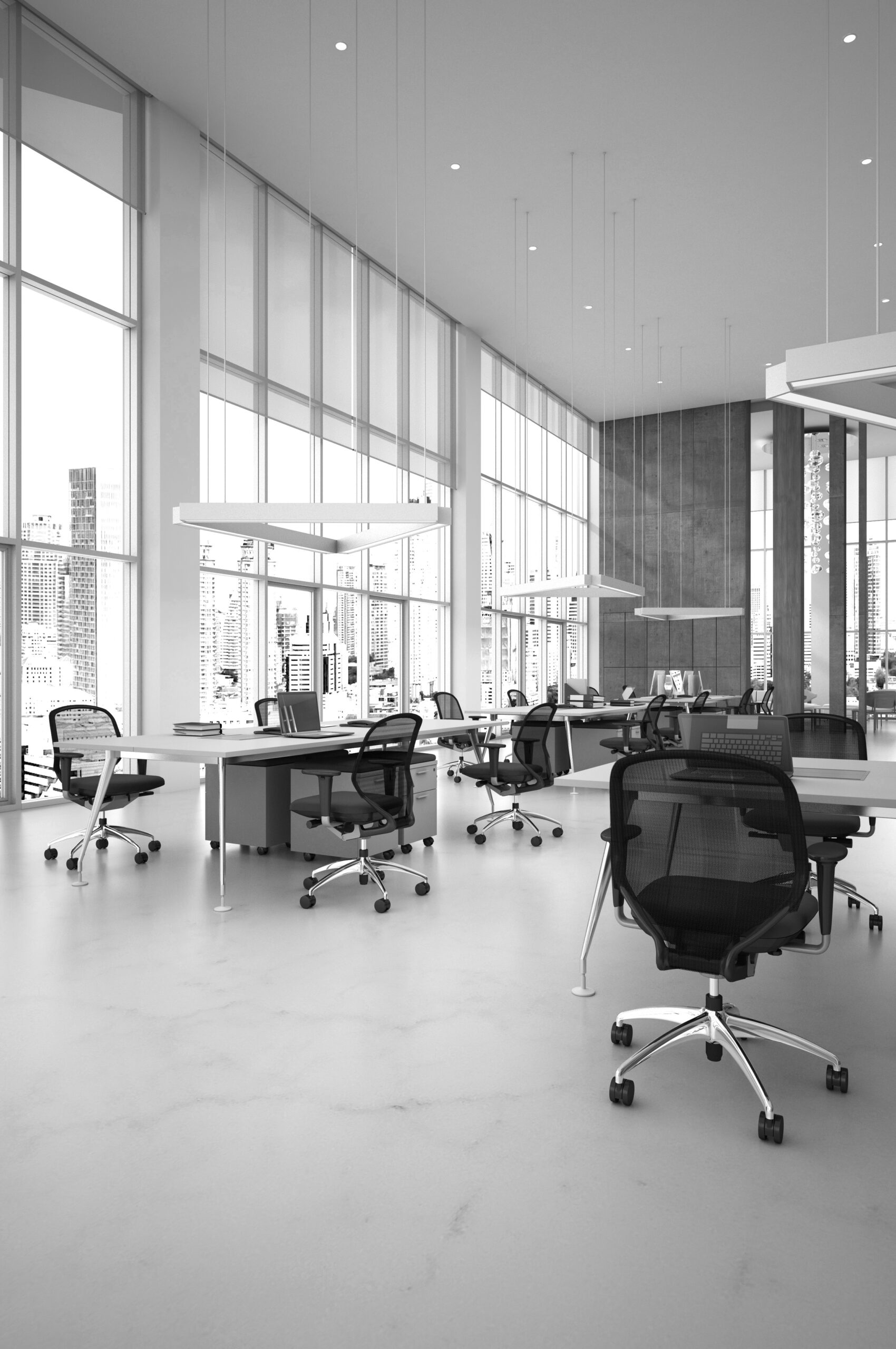 3d rendering open space office interior