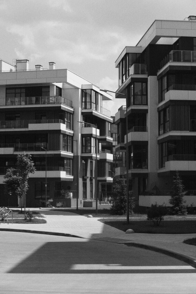 analog landscape city with buildings