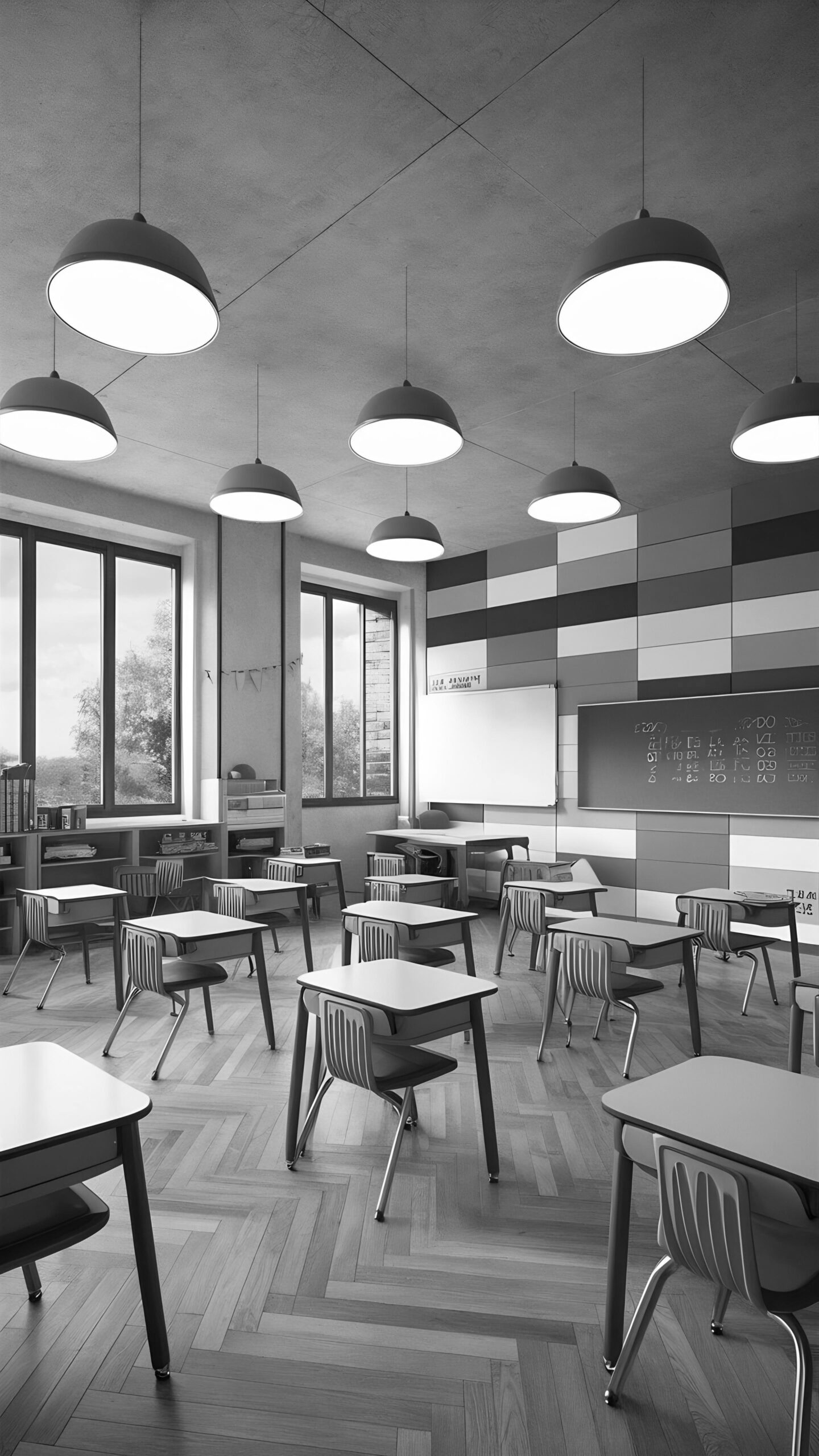 modern classroom interior light tones